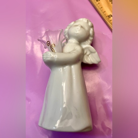 Schmid Bros Porcelain Angel Holding vase etched in gold Christmas Holiday Gift - Picture 4 of 12
